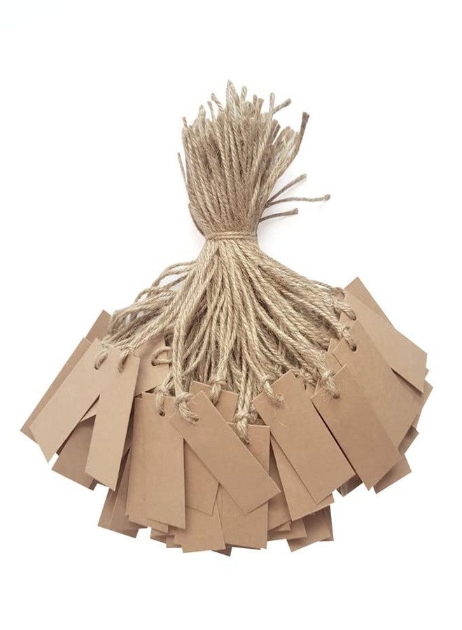 TOWNBUS Small Craft Paper Tags for Gifts, Product Packaging pre-Tied with Jute Rope D4 (100 nos) - Image 1